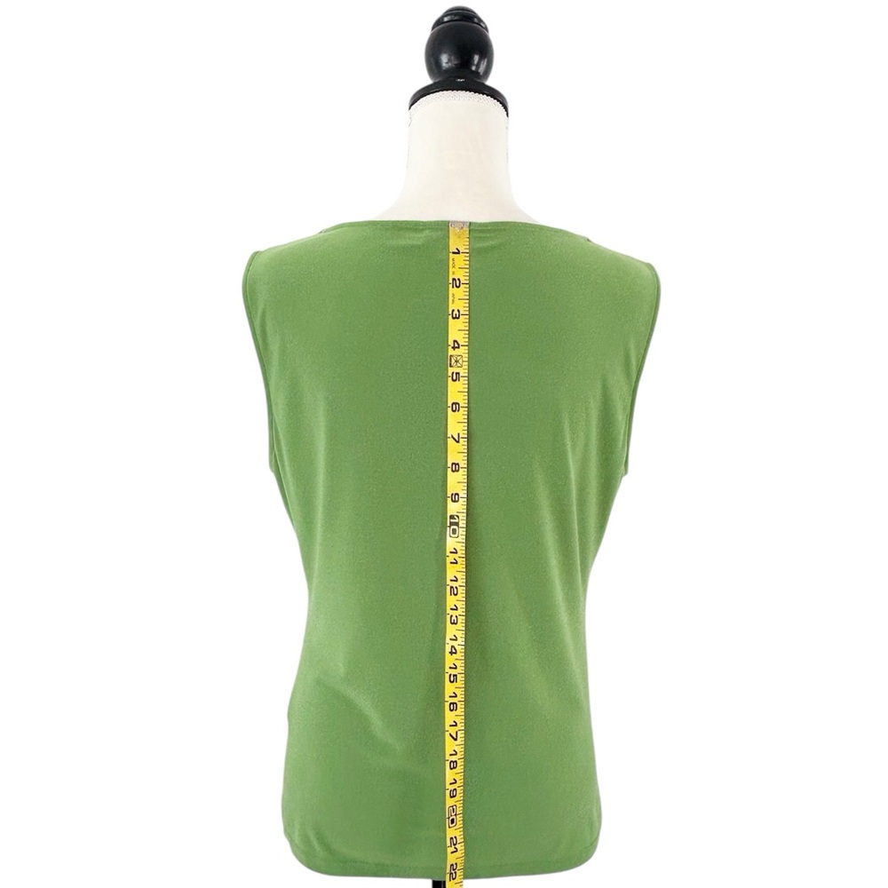 Tahari ASL Women’s Lime Chartreuse Green Sleeveless V-Neck Blouse Top Size L - Picture 3 of 10